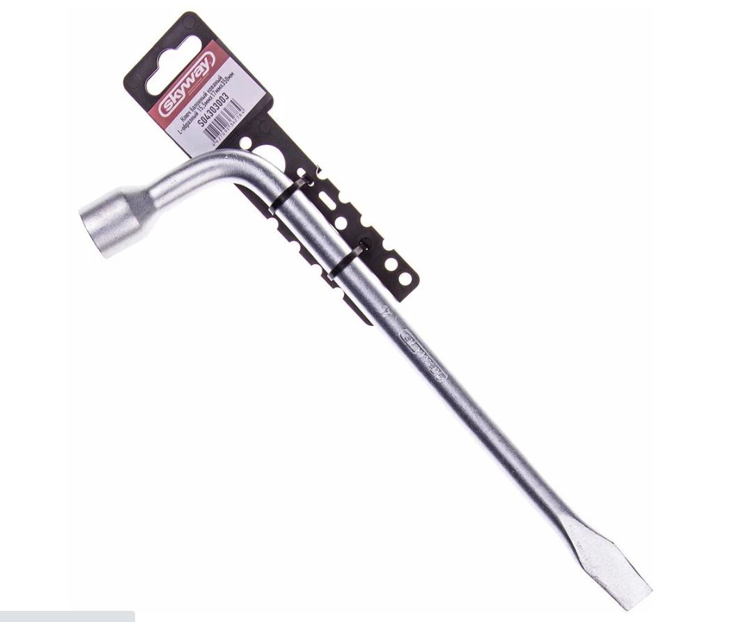 Ключ балонный L-образный 17*350мм SKYWAY  кованный с лопаткой S04303003